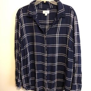 Window pane patterned button up shirt